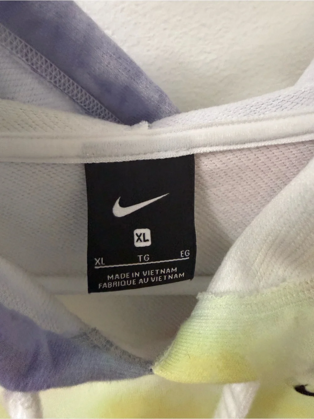 Nike Pastel Tie-Dye Hoodie in Lavender, Yellow and White